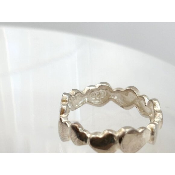 Heart Shaped Love Themed Minimalist 925 Sterling Silver Vintage Ring - sz 5.75 - Picture 7 of 8